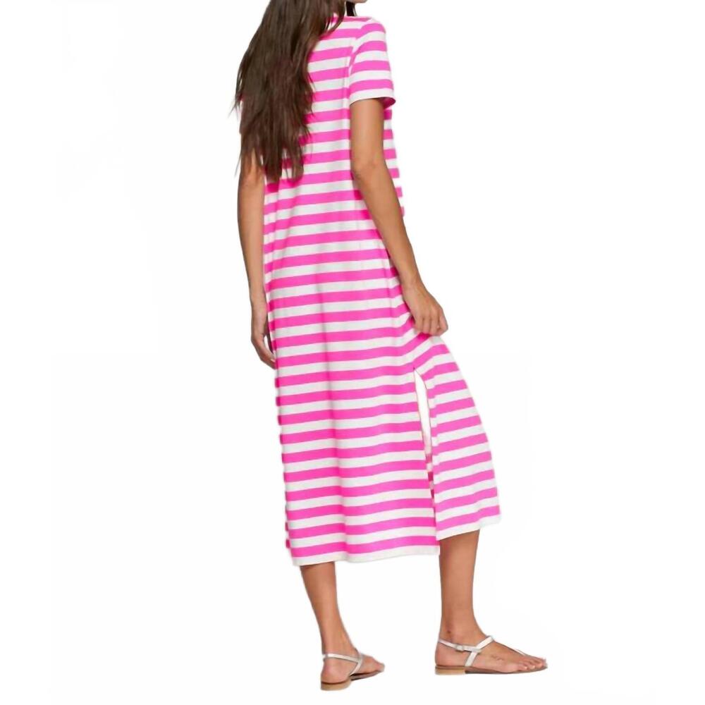 NEW VILAGALLO long straight-cut dress in fushia and white - Picture 3 of 4